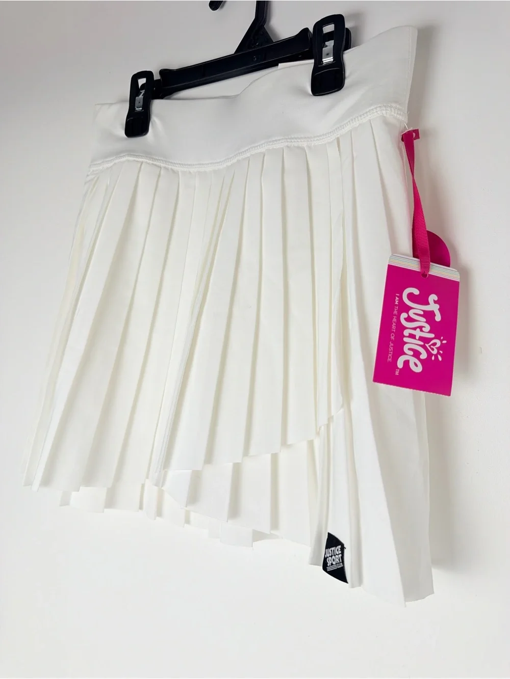 Justice White Asymmetrical Pleated Sport Skirt